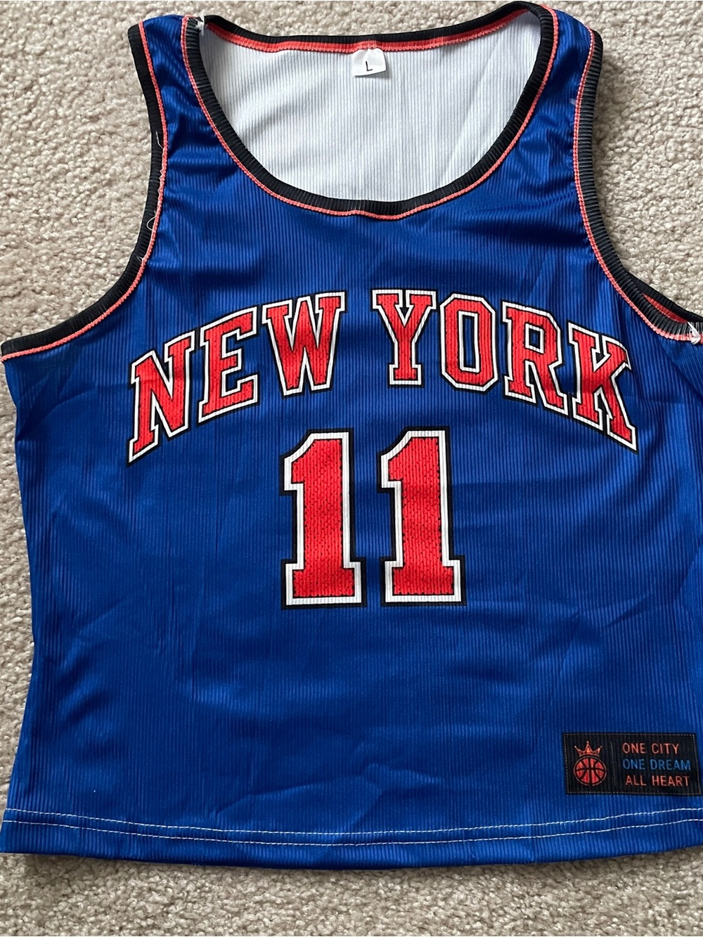 New York Blue Basketball Jersey Tank Top with Red Number 11